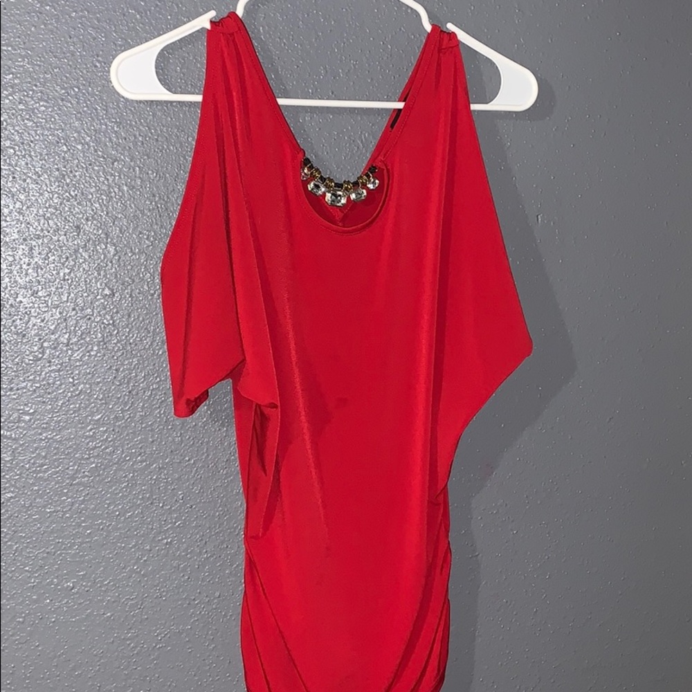 Red off the shoulder blouse